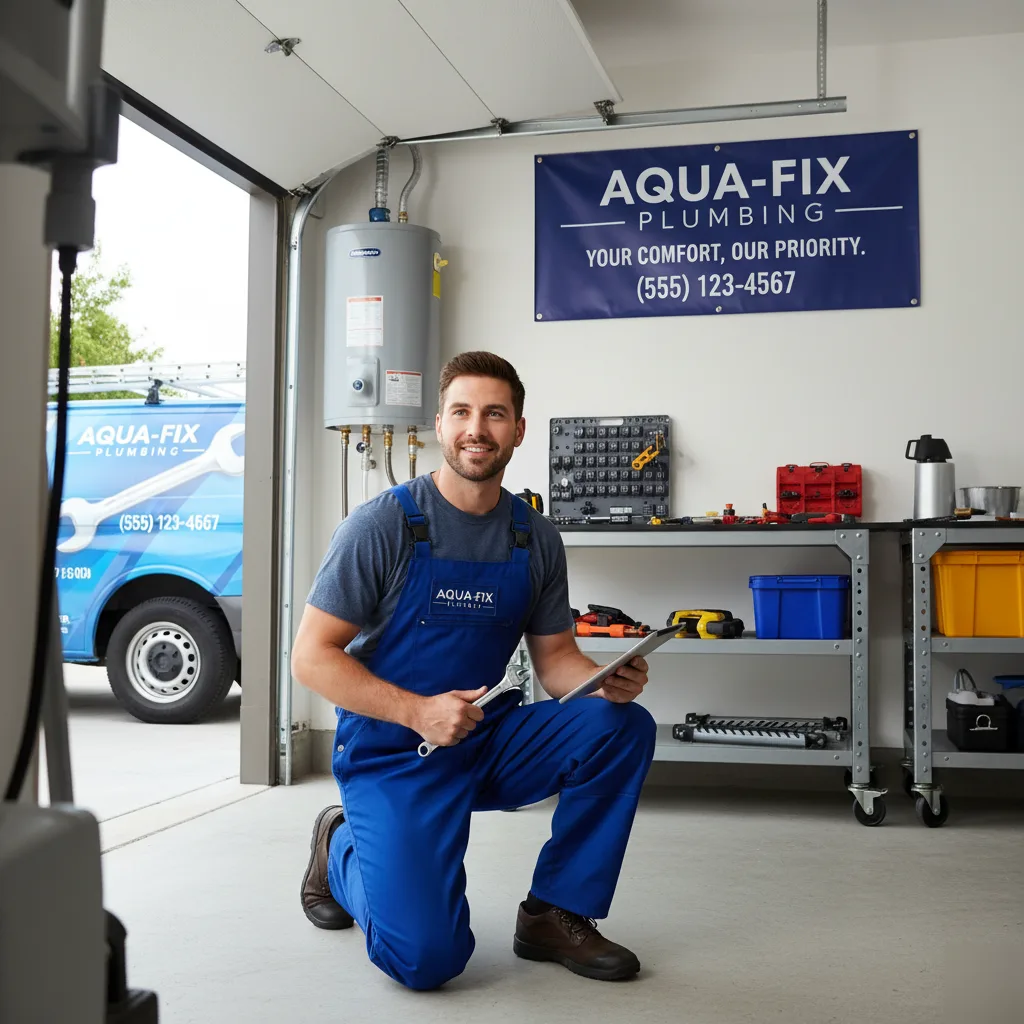 Here's a professional photo for a local water heater repair business page: